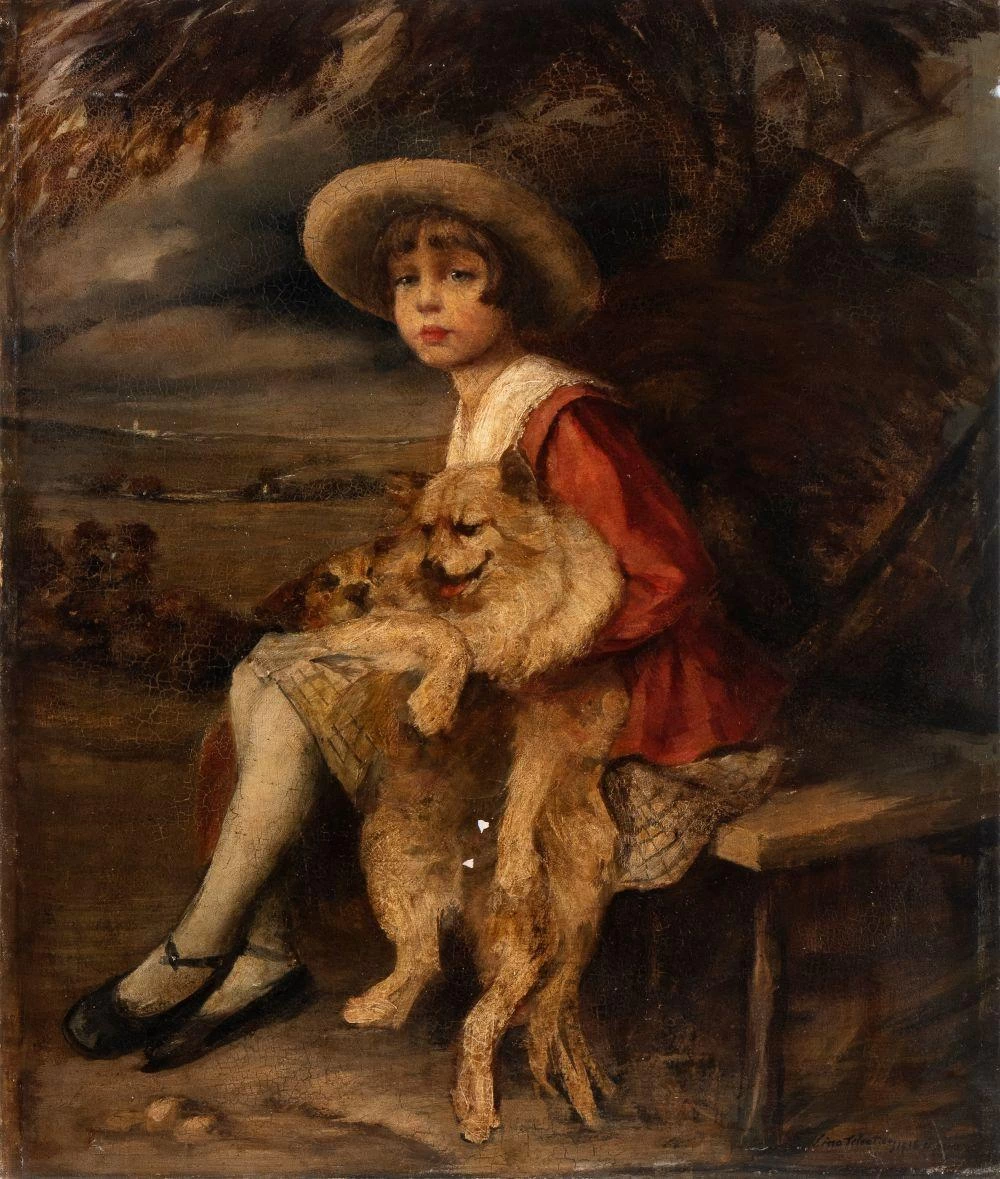 Giovane signora con cane